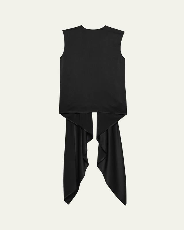 Sleeveless Draped Silk Scarf Top
